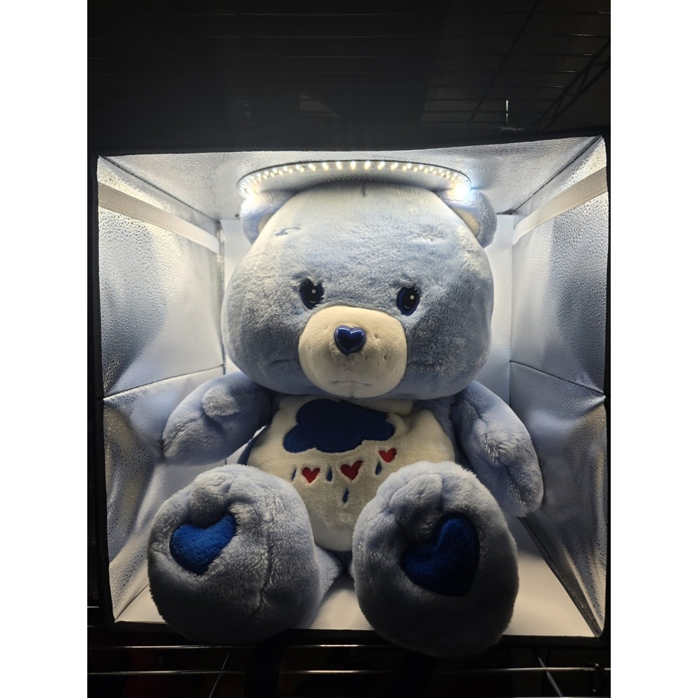 Vintage Care Bears Grumpy Bear/Rain Cloud Jumbo XL 26" Plush 2002 Light Blue